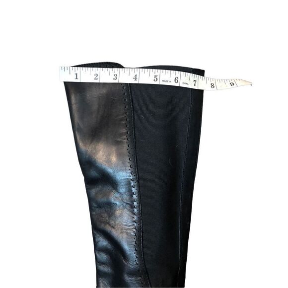 Loft Ann Taylor black leather riding boot with stretch band in back. size 7.5 - Picture 12 of 14